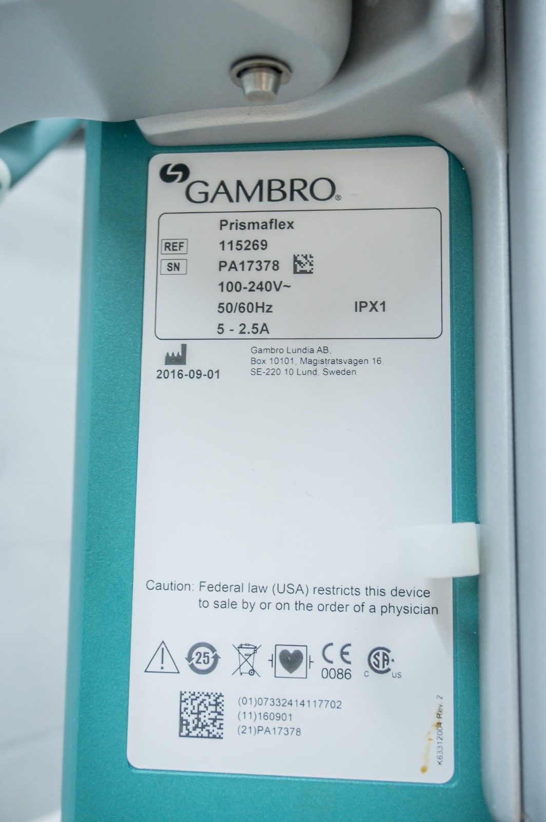 Gambro Prismaflex 115269 CRRT Dialysis Renal Replacement Therapy System 7.21 - Image 3