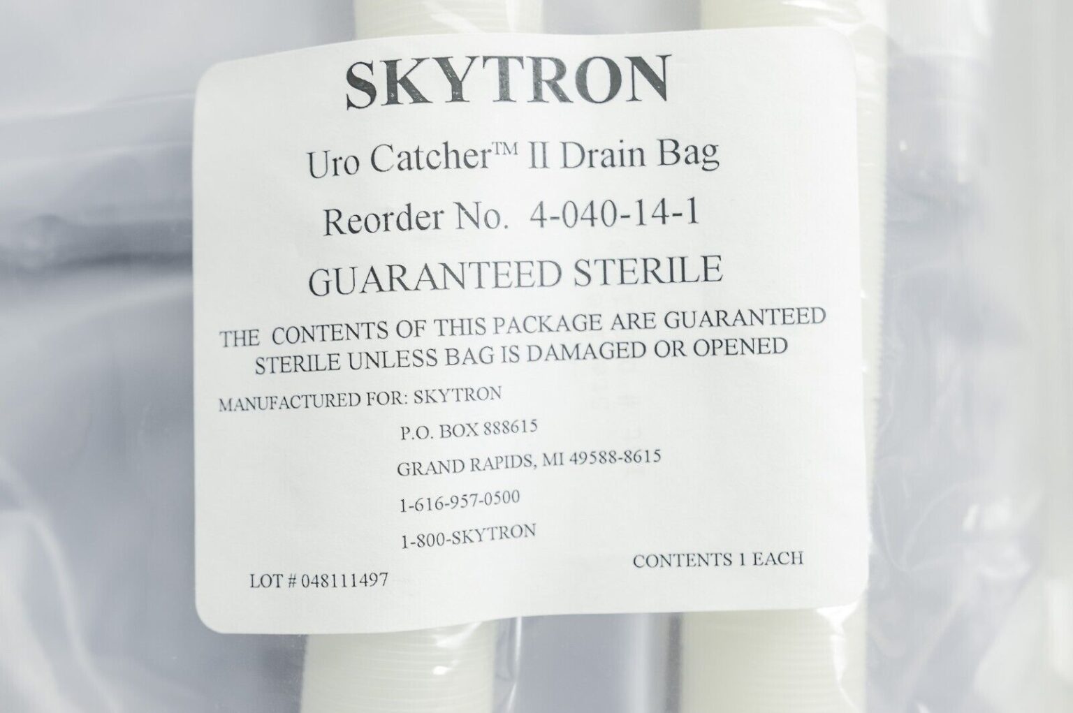 Skytron Table Uro Catcher II Drain Bag Urology 4040141 Pinnacle