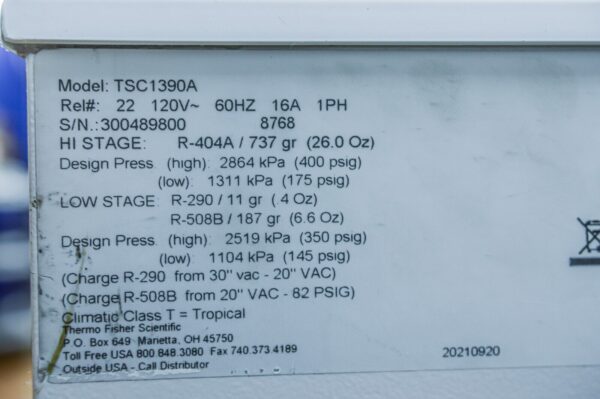 Thermo Scientific TSC1390A ULT Chest Freezer -86°C 12.7 cu ft (359.6L) 115V/60Hz - Image 8