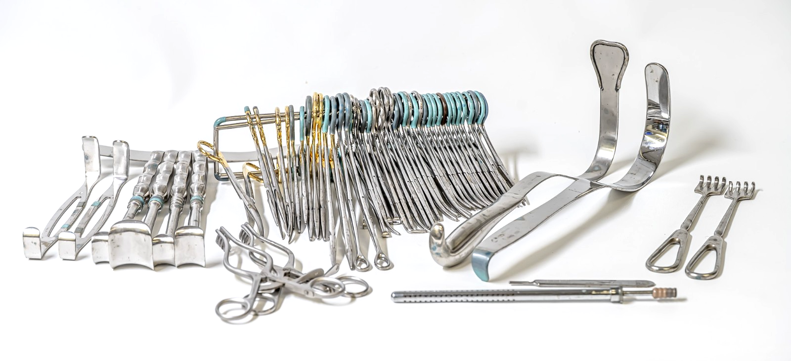 60pc Surgical Instrument Lot Forceps Retractors Clamps w/ Sterilization Case
